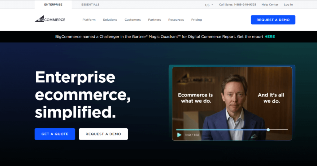bigcommerce homepage screenshot